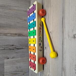 Vintage Fisher-Price Rainbow Xylophone Toy with Mallet 1985